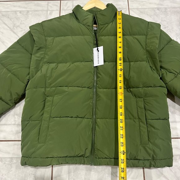 NWT We Wore What Green Puffer Vest Jacket Removable Sleeves Outerwear Womens S - Picture 4 of 12
